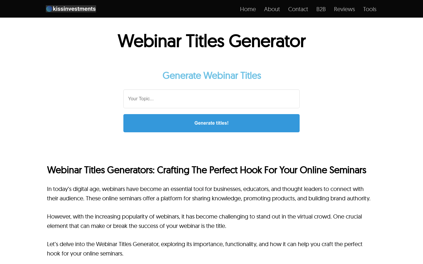 Webinar Titles Generator
